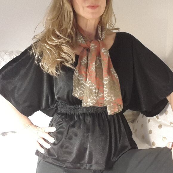 100% RAW SILK Scarf Long Scarf Neutral Earthy Brown Minimalist Avante Garde VNTG - Picture 3 of 5